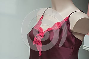pink nightie on mannequin in fashion store showroom