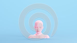 Pink Non-Binary Gender Bust Face Head Human Tranquillity Silence Asexual Blue Kitsch Background