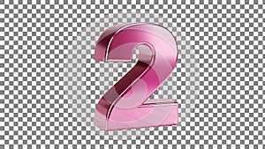 Pink Number Two on Checkered Background