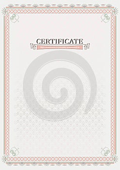 Pink official certificate. Document