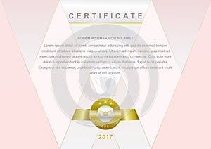 Pink official certificate with gold emblem