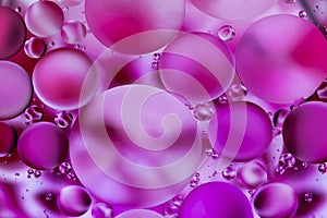 Pink Oil bubbles macro colourful background