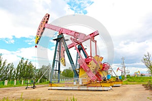 Pink Oil pump oil rig energy industrial machine