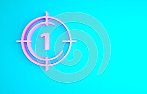Pink Old film movie countdown frame icon isolated on blue background. Vintage retro cinema timer count. Minimalism