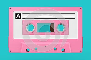 Pink Old Vintage Audio Cassette Tape Mock Up. 3d Rendering