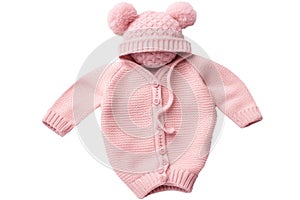 Pink Onesie For A Newborn Girl On White Background