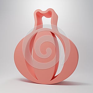 Pink Onion icon isolated on pink background. Minimalism concept. 3D render illustration