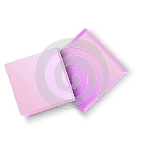 Pink open box on white background. Vector illustration 3d. Festive banner design. Stock image