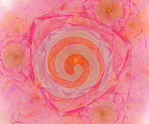 Pink and orange abstract background with fractal rose texture. F