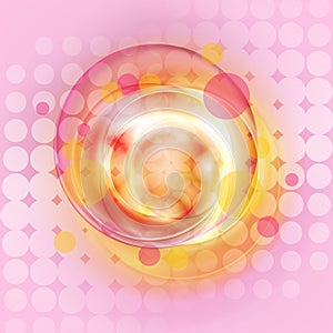 Pink orange abstract glowing circles vector background