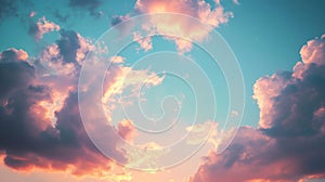 Pink and Orange Clouds at Sunset Dramatic Sky Background