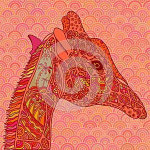 Pink-orange decorative giraffe.