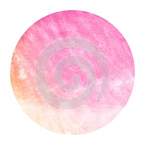 Pink and orange hand drawn watercolor circular frame background texture with stains