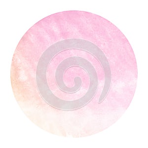 Pink and orange hand drawn watercolor circular frame background texture with stains