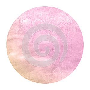 Pink and orange hand drawn watercolor circular frame background texture with stains