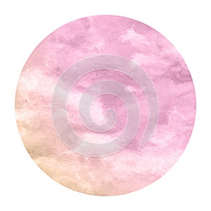 Pink and orange hand drawn watercolor circular frame background texture with stains