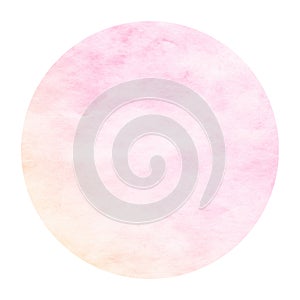 Pink and orange hand drawn watercolor circular frame background texture with stains