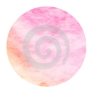 Pink and orange hand drawn watercolor circular frame background texture with stains