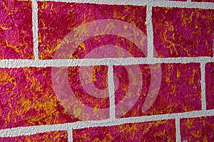 Pink orange hand made brick wall background, Abstract pattern with lines and inequalities