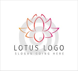 pink orange lotus petal flower outline style vector icon logo design