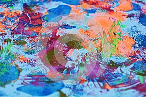 Pink orange purple blue bright blurred vivid abstract watercolor painting blurred spots abstract background