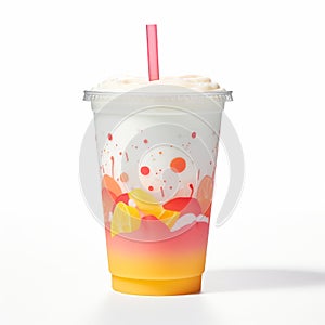 Pink And Orange Smoothie Cup Mock Up On White Background