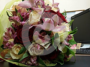 Pink orchids in beautiful bouqette