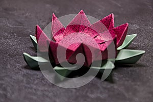 Pink Origami Lotus Flower - Paper Art on Textured Background