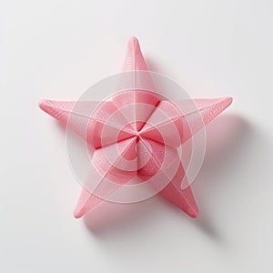 Pink Origami Star: Meticulous Photorealistic Still Life In Soft Sculpture Style