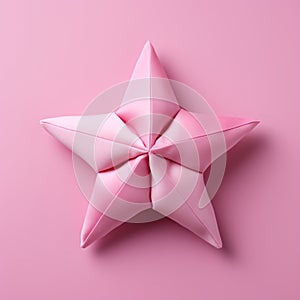 Pink Origami Star On Pink Background Stock Photo