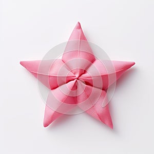 Pink Origami Star On White Background - Patricia Piccinini Style