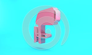Pink Outboard boat motor icon isolated on turquoise blue background. Boat engine. Minimalism concept. 3D render
