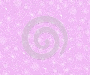 Pink Outline Floral Pattern Background