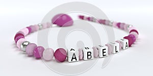 A pink pacifier chain for girls with name Aberla