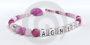 A pink pacifier chain for girls with name Agneta