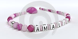 A pink pacifier chain for girls with name Amalia