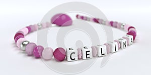 A pink pacifier chain for girls with name Celina