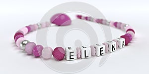 A pink pacifier chain for girls with name Elena