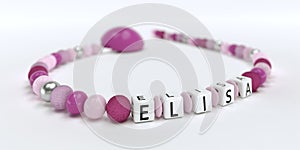 A pink pacifier chain for girls with name Elisa