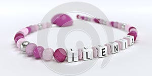 A pink pacifier chain for girls with name Illena