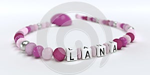 A pink pacifier chain for girls with name Lana
