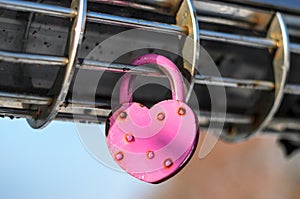 Pink Padlock in the shape of heart