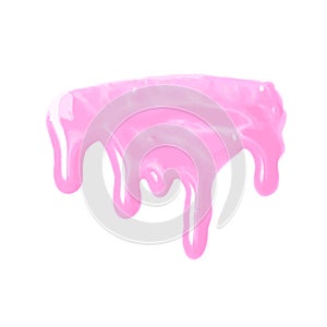 Pink paint nail varnish flowed on white background