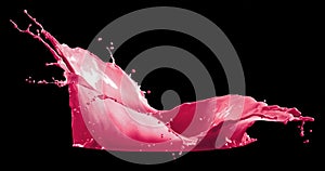 Pink paint splash isolated on black background