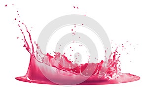 Pink paint splash isolated on white background