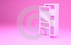 Pink Pantone palette book swatch paint icon isolated on pink background. Rainbow pantone paint table. Minimalism concept