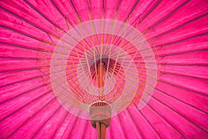 Pink paper bamboo wood umbrella Thai style handmade