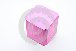 pink paper box on white background, package for design