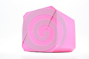 pink paper box on white background, package for design