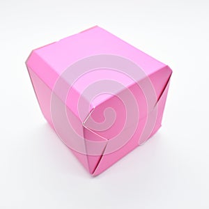 pink paper box on white background, package for design